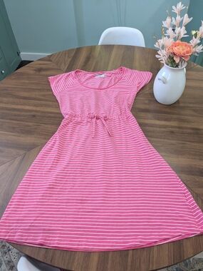 Columbia Pink and White Striped Casual Dress
